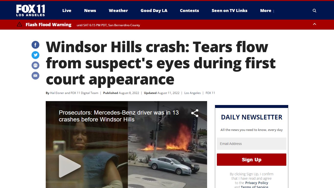 Windsor Hills crash: Tears flow from suspect's eyes during first court ...